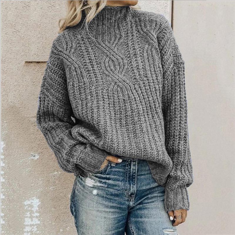 Sweter Damski | Oversize z Wysokim Kołnierzem i Długim Rękawem