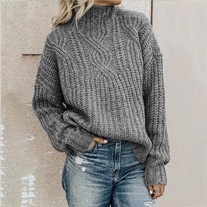 Sweter Damski | Oversize z Wysokim Kołnierzem i Długim Rękawem