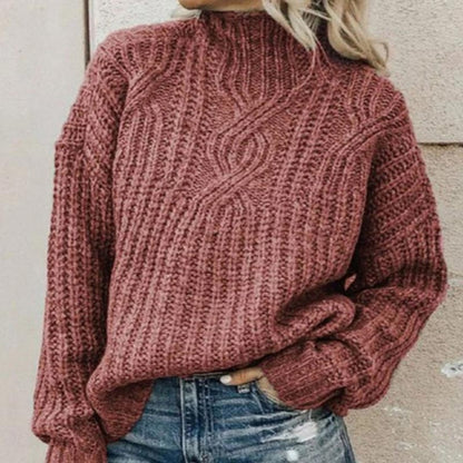 Sweter Damski | Oversize z Wysokim Kołnierzem i Długim Rękawem