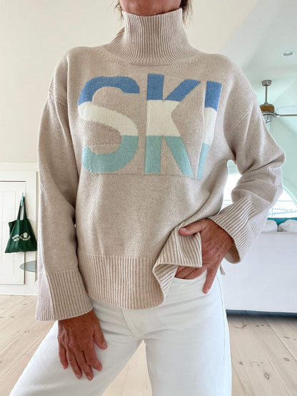 Sweter Damski | Kołnierz Golf z Relaksowym Krojem i Długim Rękawem