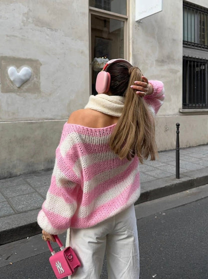 Sweter Damski | Oversize Krój z Okrągłym Dekoltem i Długim Rękawem