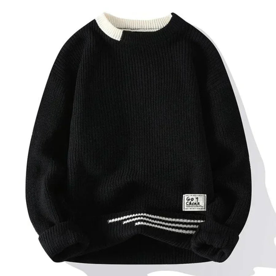 Sweter Męski | Luźny Oversize'owy Krój ze Sportowymi Paskami na Jesień