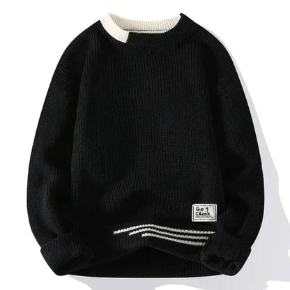 Sweter Męski | Luźny Oversize'owy Krój ze Sportowymi Paskami na Jesień