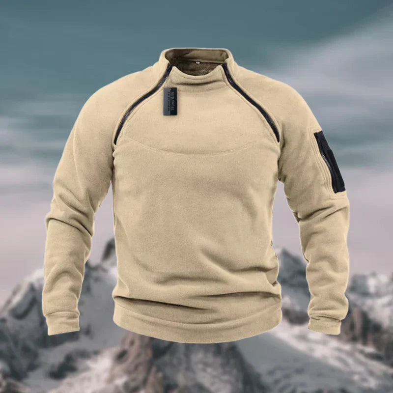 Sweter Męski | Polar z Pół Zamkiem i Wysokim Kołnierzem