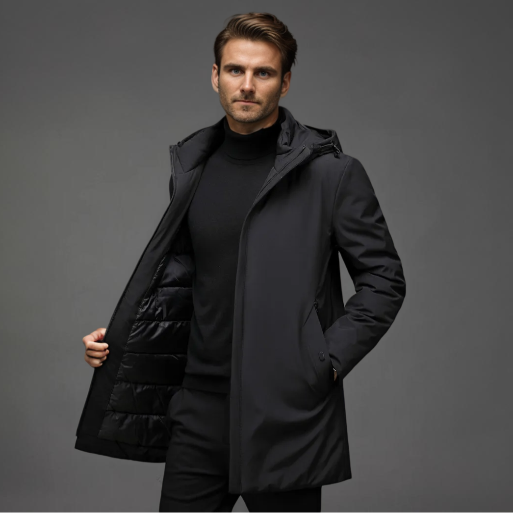 Kurtka Męska | Slim Fit, z Odpinanym Kapturem i Ukrytym Zapięciem