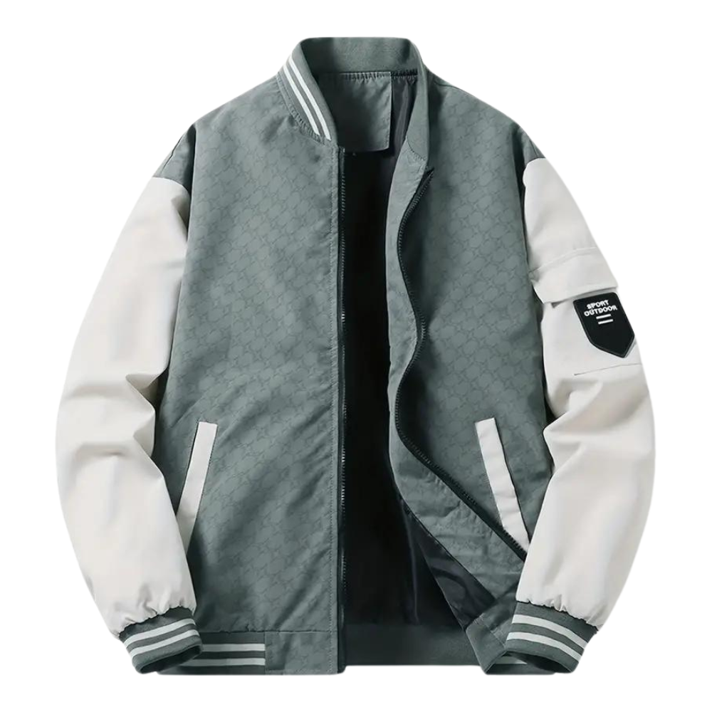 Kurtka Męska | Lekki Styl Varsity, ze Ściągaczami w Mankietach i Dole