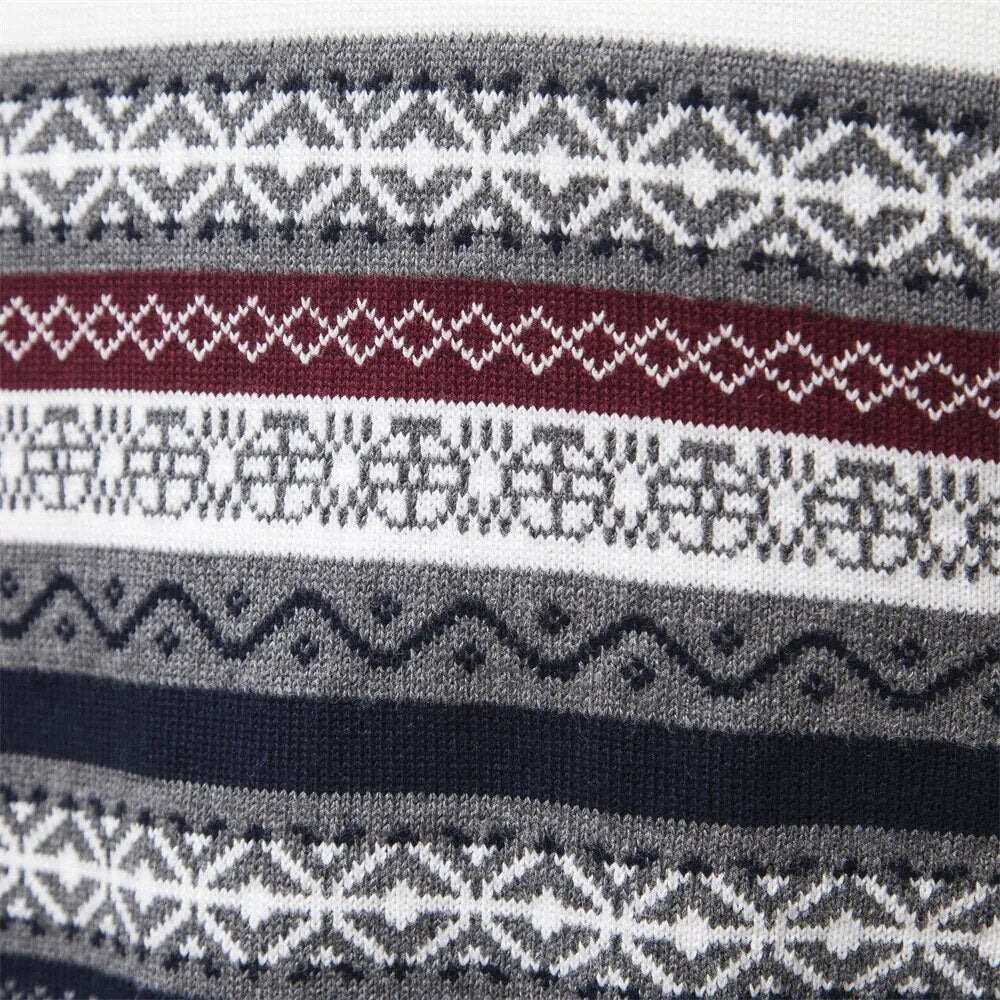 Sweter Męski | Wzór Norweski, Pół Zamek i Domieszka Wełny