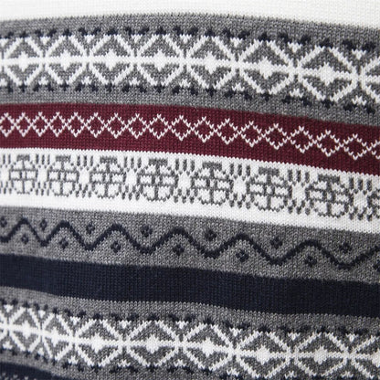 Sweter Męski | Wzór Norweski, Pół Zamek i Domieszka Wełny