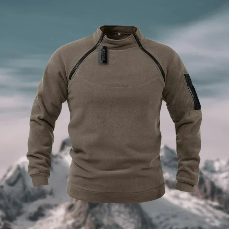 Sweter Męski | Polar z Pół Zamkiem i Wysokim Kołnierzem