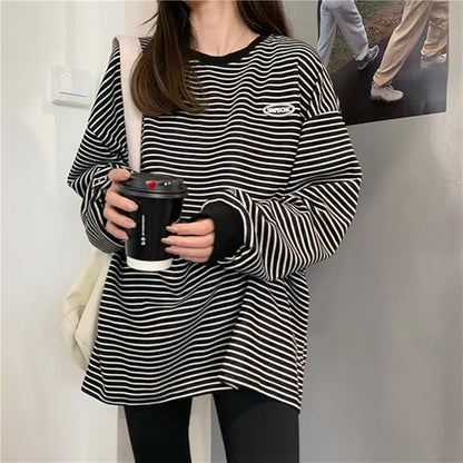 Sweter Damski | Oversize, Przewiewny Krój z Wyraźnym Wzorem w Paski