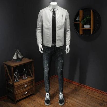 Kurtka Męska | Slim Fit z Zamkiem, Stójką oraz Odpornością na Wiatr
