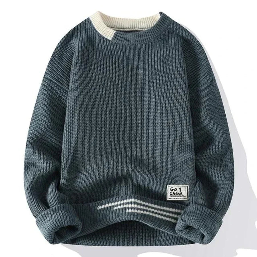 Sweter Męski | Luźny Oversize'owy Krój ze Sportowymi Paskami na Jesień