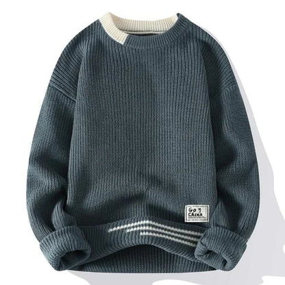 Sweter Męski | Luźny Oversize'owy Krój ze Sportowymi Paskami na Jesień