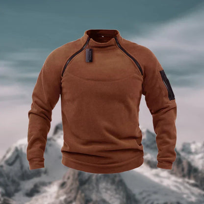 Sweter Męski | Polar z Pół Zamkiem i Wysokim Kołnierzem