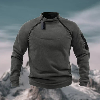Sweter Męski | Polar z Pół Zamkiem i Wysokim Kołnierzem