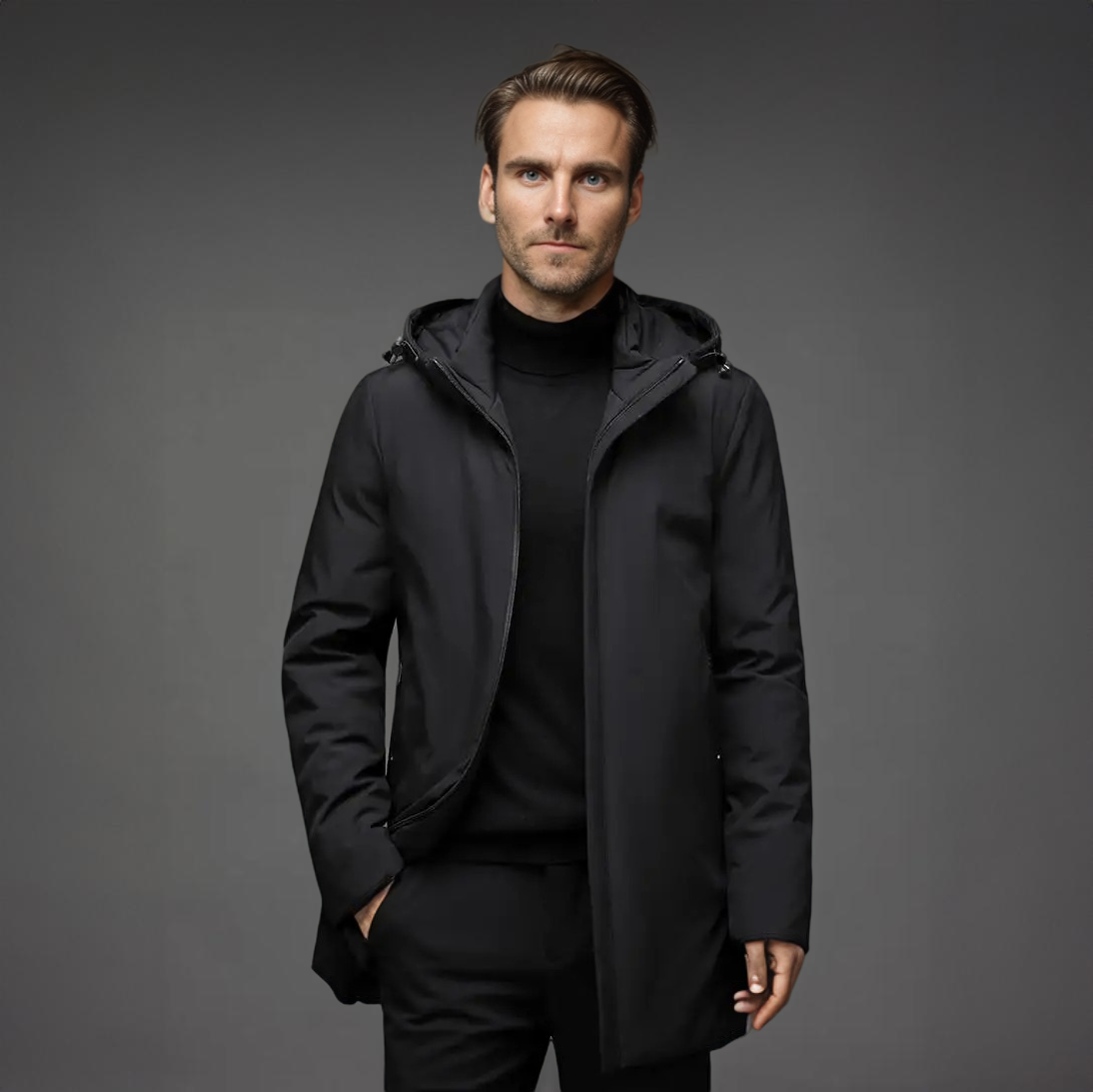 Kurtka Męska | Slim Fit, z Odpinanym Kapturem i Ukrytym Zapięciem