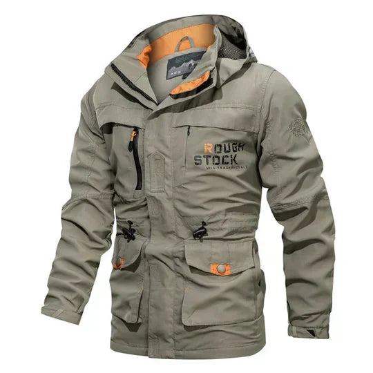 Kurtka Męska | Outdoorowy Styl z Regulowanym Kapturem i Kieszeniami