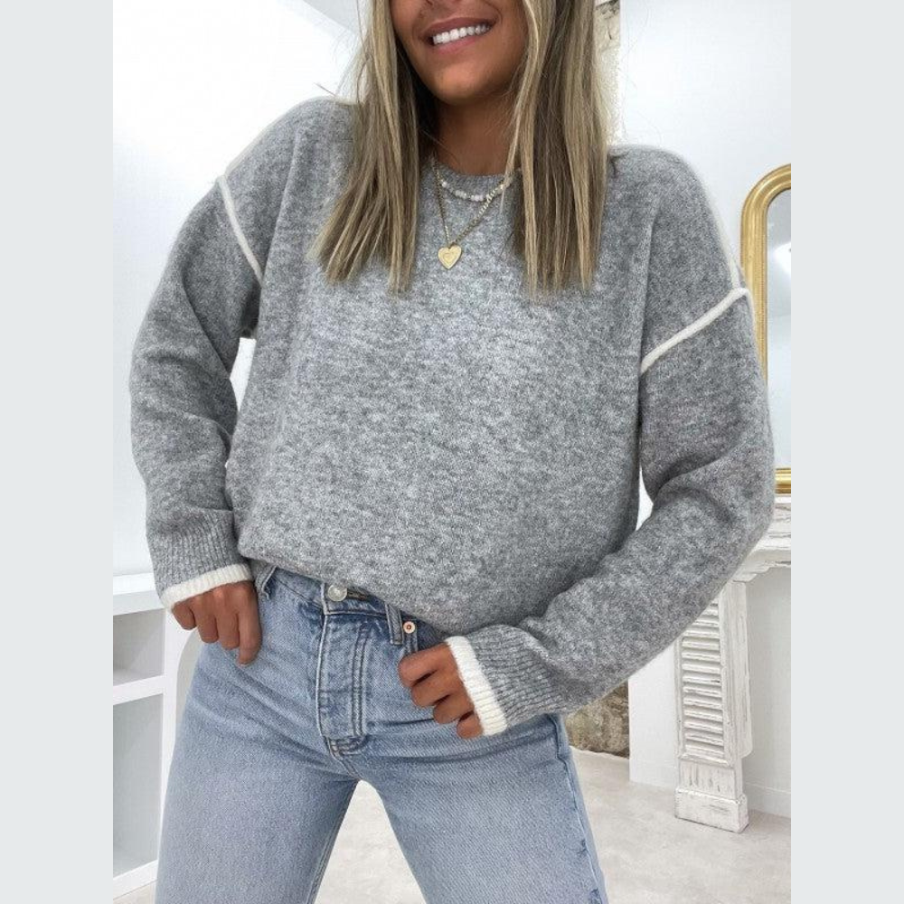 Sweter Damski | Oversize Fit z Okrągłym Dekoltem i Długim Rękawem