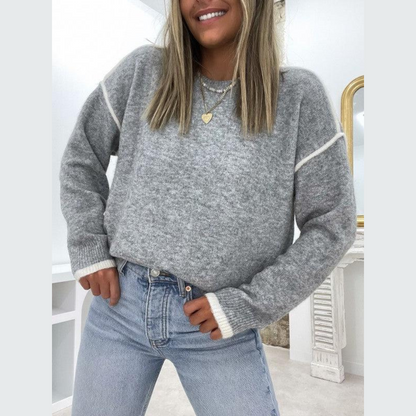 Sweter Damski | Oversize Fit z Okrągłym Dekoltem i Długim Rękawem