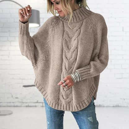 Sweter Damski | Gruby Splot, Wydłużony Krój i Okrągły Dekolt