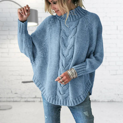 Sweter Damski | Gruby Splot, Wydłużony Krój i Okrągły Dekolt