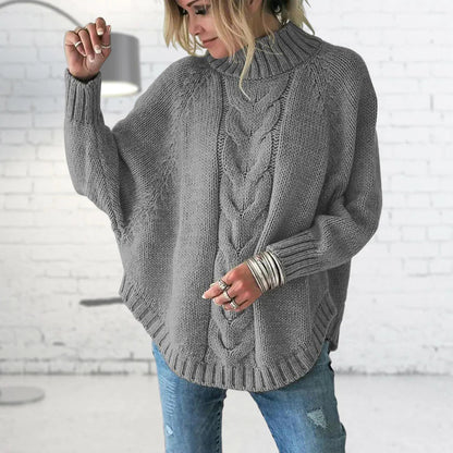 Sweter Damski | Gruby Splot, Wydłużony Krój i Okrągły Dekolt