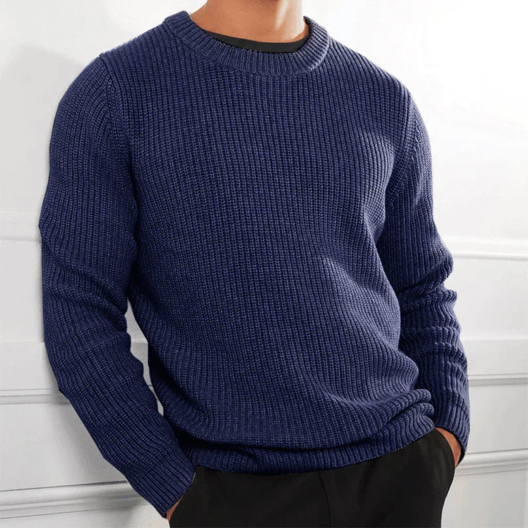 Sweter Męski | Prosta Linia Kroju, Okrągły Dekolt i Model Pullover