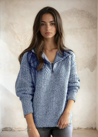 Sweter Damski | Pół Zamka pod Szyją ze Stojącym Kołnierzem