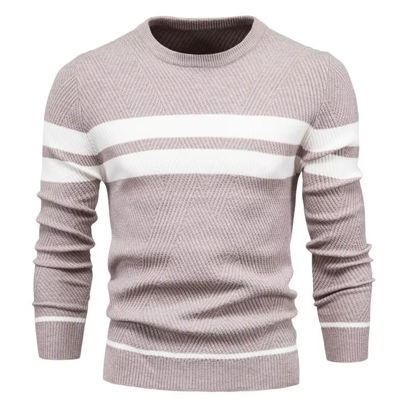 Sweter Męski | Wełna z Dwustopniowym Detalem Kroju