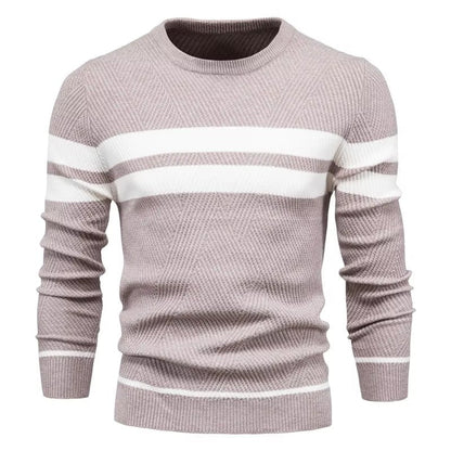 Sweter Męski | Wełna z Dwustopniowym Detalem Kroju