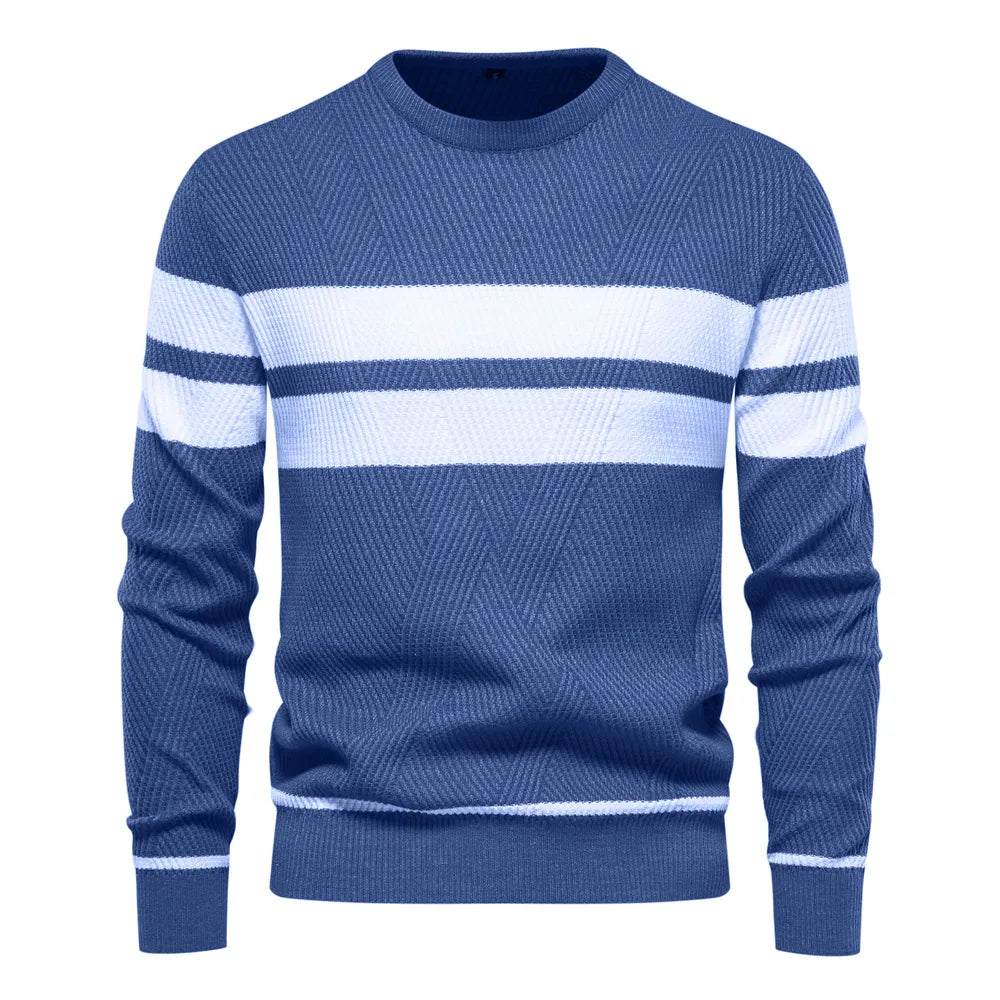 Sweter Męski | Wełna z Dwustopniowym Detalem Kroju