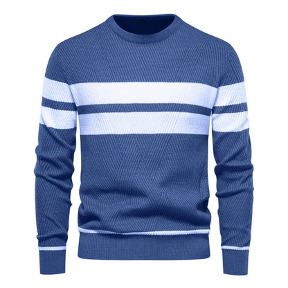 Sweter Męski | Wełna z Dwustopniowym Detalem Kroju