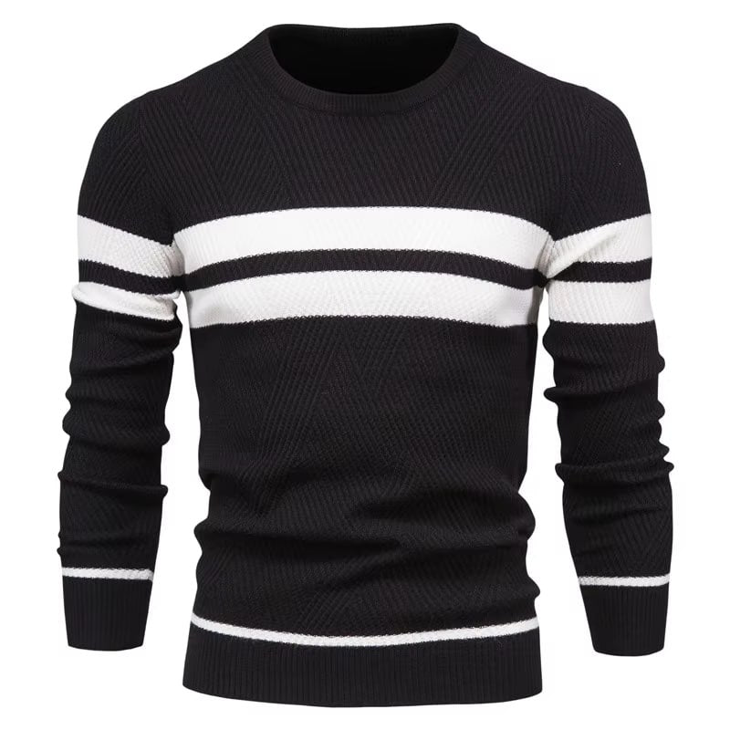 Sweter Męski | Wełna z Dwustopniowym Detalem Kroju