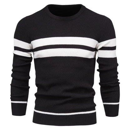 Sweter Męski | Wełna z Dwustopniowym Detalem Kroju
