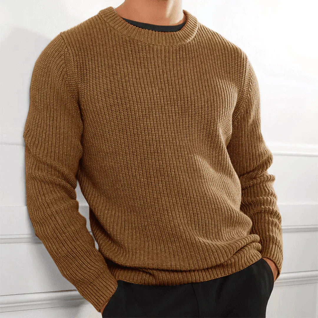 Sweter Męski | Prosta Linia Kroju, Okrągły Dekolt i Model Pullover