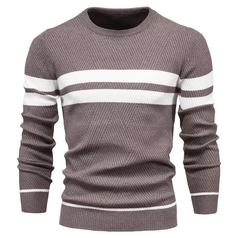 Sweter Męski | Wełna z Dwustopniowym Detalem Kroju