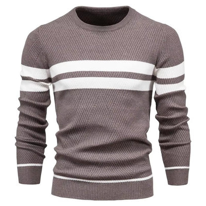 Sweter Męski | Wełna z Dwustopniowym Detalem Kroju