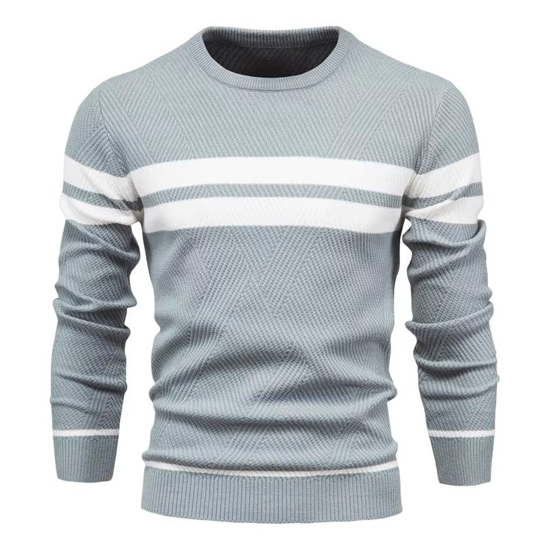 Sweter Męski | Wełna z Dwustopniowym Detalem Kroju