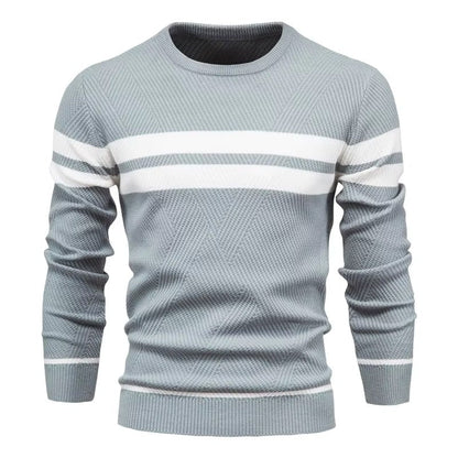 Sweter Męski | Wełna z Dwustopniowym Detalem Kroju
