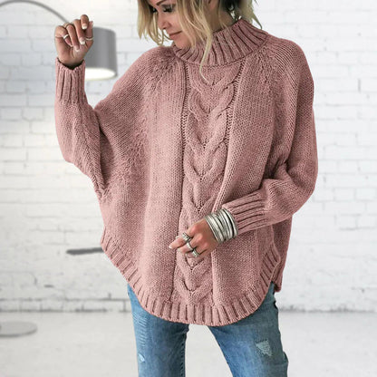 Sweter Damski | Gruby Splot, Wydłużony Krój i Okrągły Dekolt