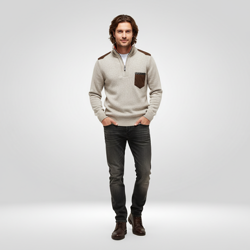 Sweter Męski | Prosta Linia Kroju, Długie Rękawy i Model Pullover