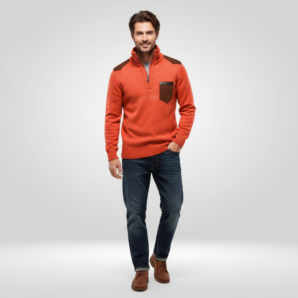 Sweter Męski | Prosta Linia Kroju, Długie Rękawy i Model Pullover